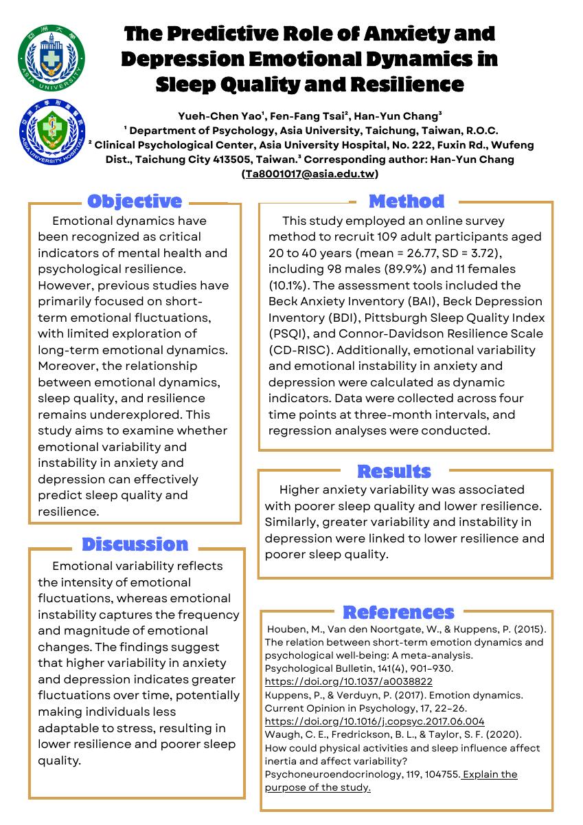焦慮與憂鬱情緒動態對睡眠品質及復原力之預測角色